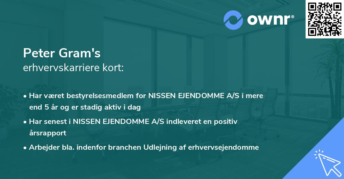 Peter Gram's erhvervskarriere kort