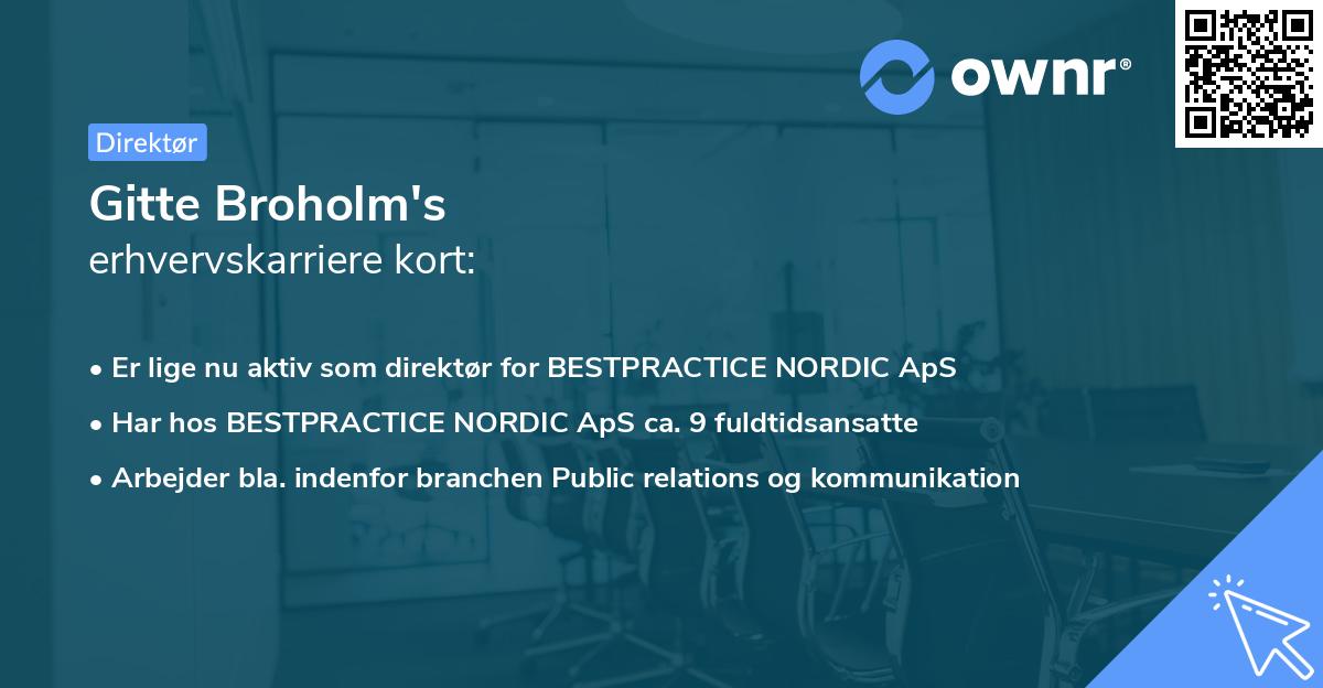 Gitte Broholm's erhvervskarriere kort