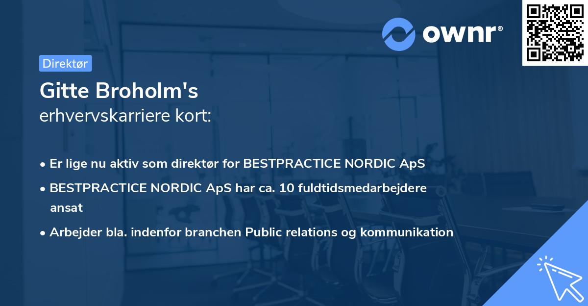 Gitte Broholm's erhvervskarriere kort