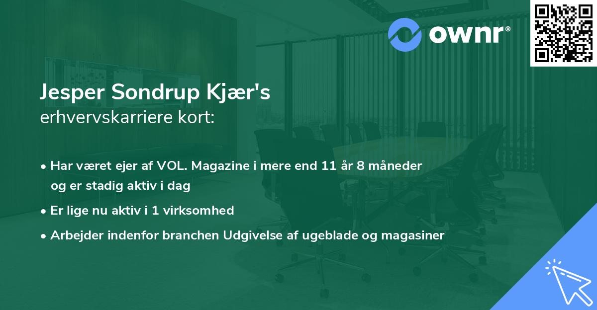Jesper Sondrup Kjær's erhvervskarriere kort