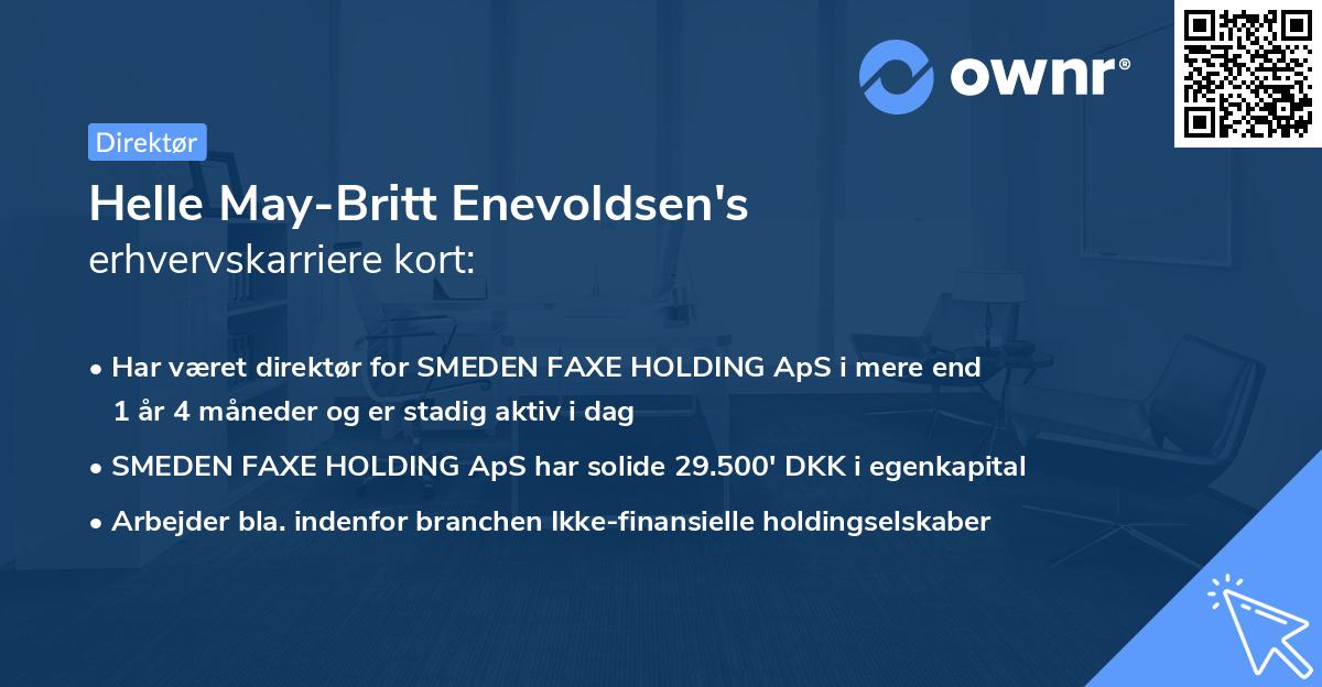Helle May-Britt Enevoldsen's erhvervskarriere kort