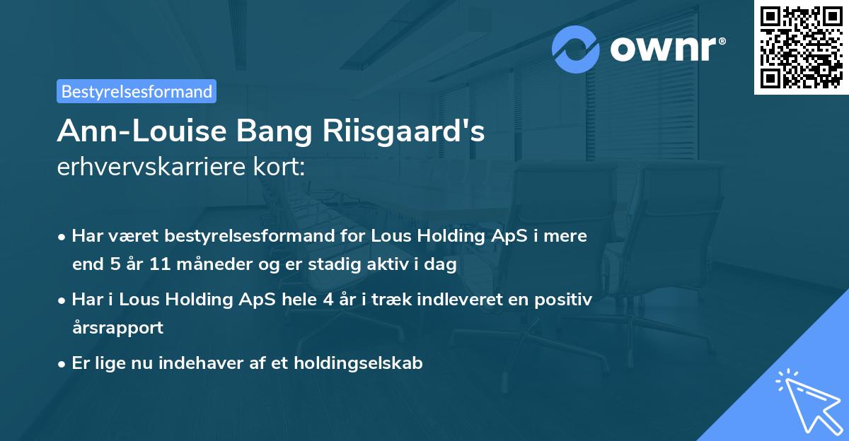 Ann-Louise Bang Riisgaard's erhvervskarriere kort