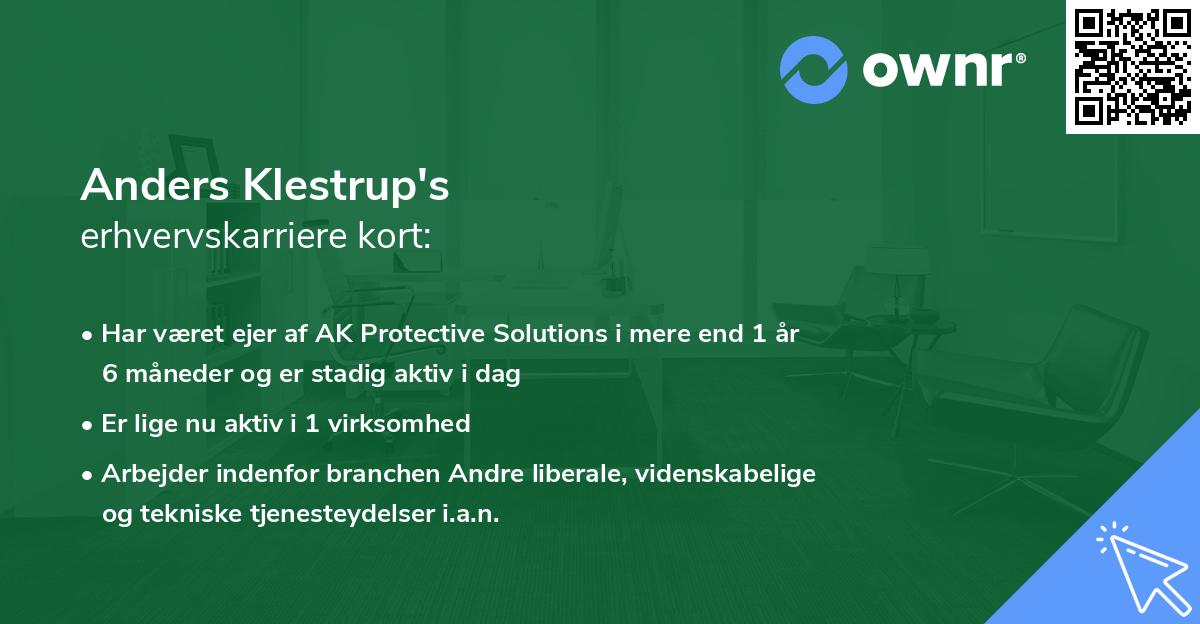 Anders Klestrup's erhvervskarriere kort