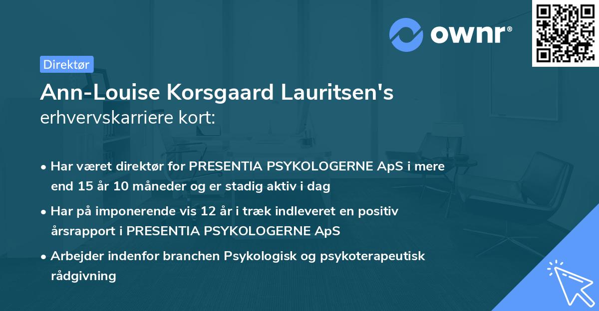 Ann-Louise Korsgaard Lauritsen's erhvervskarriere kort