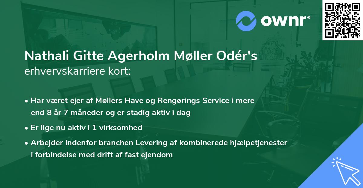 Nathali Gitte Agerholm Møller Odér's erhvervskarriere kort