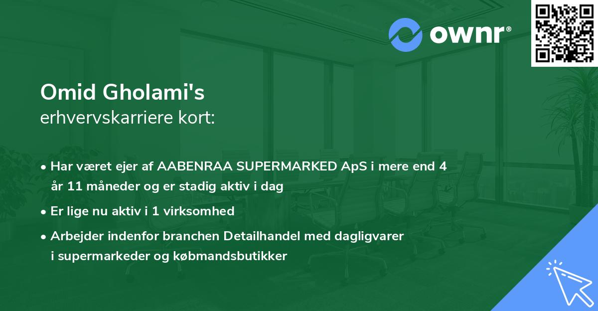 Omid Gholami's erhvervskarriere kort