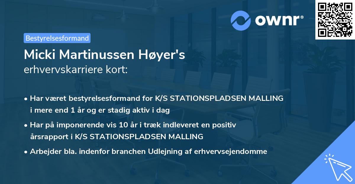 Micki Martinussen Høyer's erhvervskarriere kort