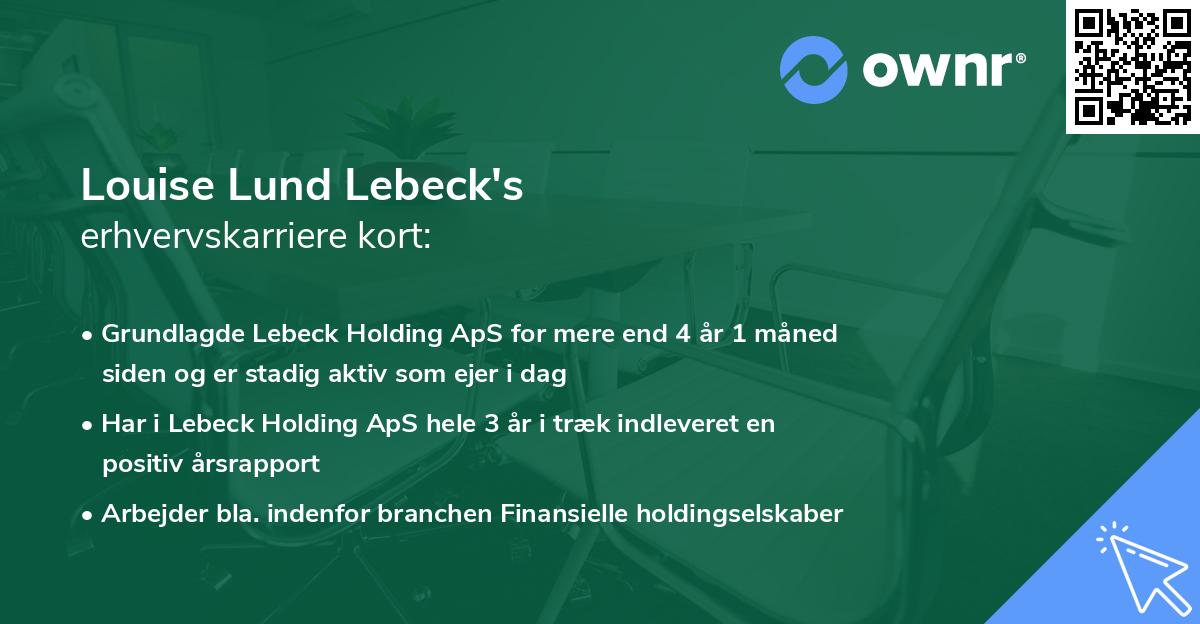 Louise Lund Lebeck's erhvervskarriere kort
