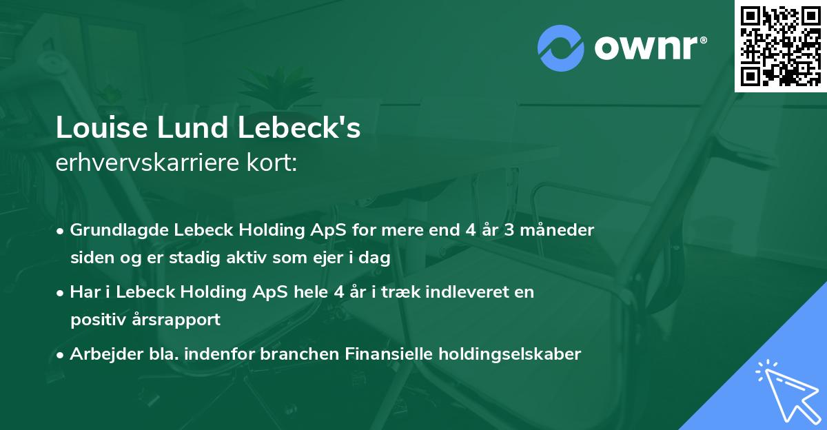 Louise Lund Lebeck's erhvervskarriere kort