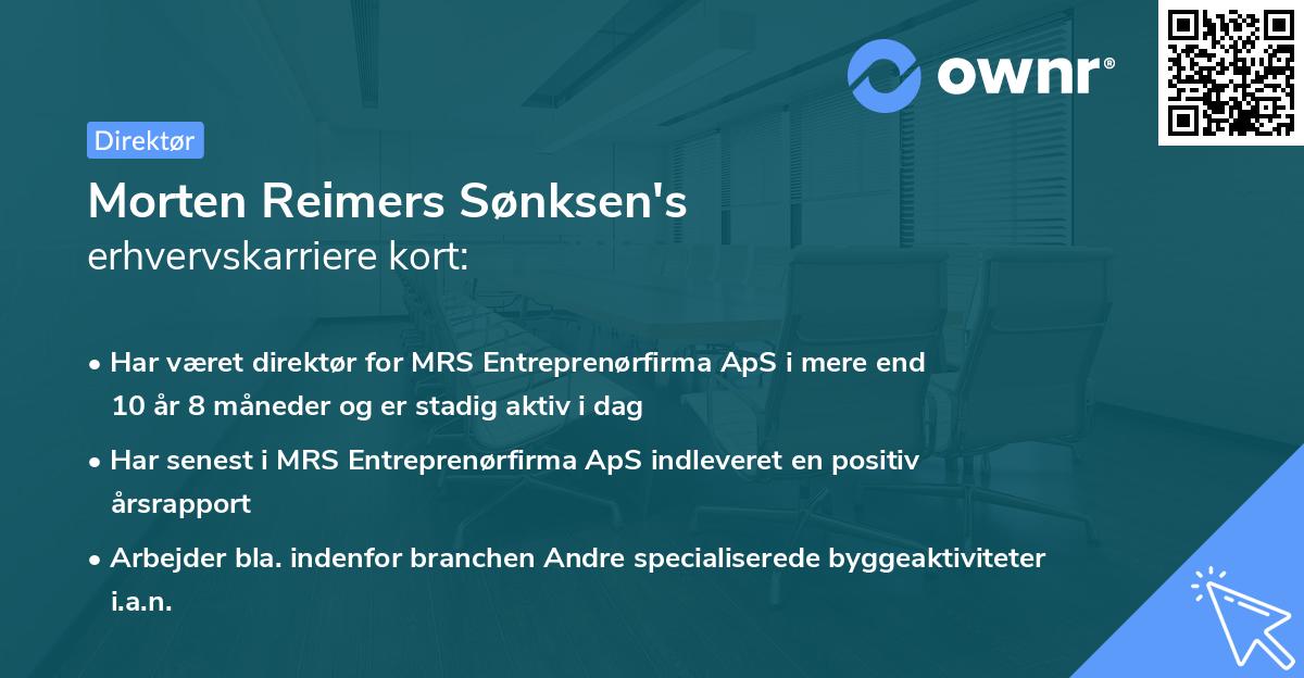 Morten Reimers Sønksen's erhvervskarriere kort