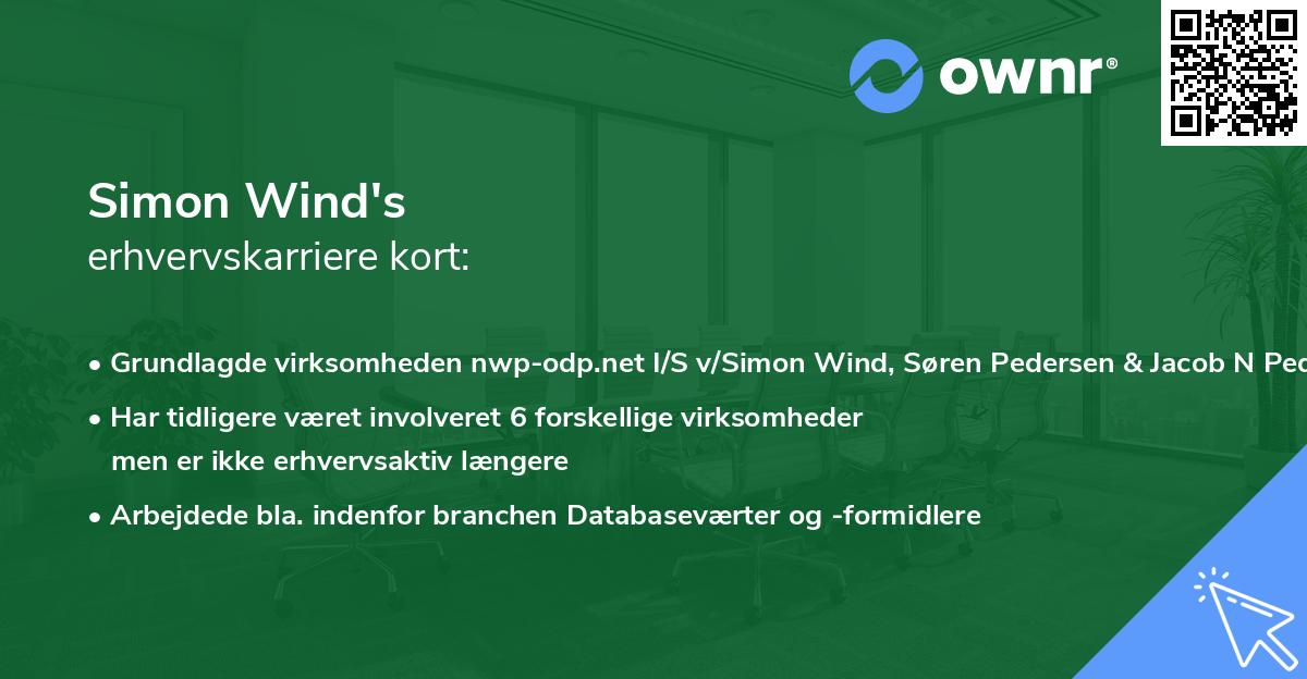 Simon Wind's erhvervskarriere kort