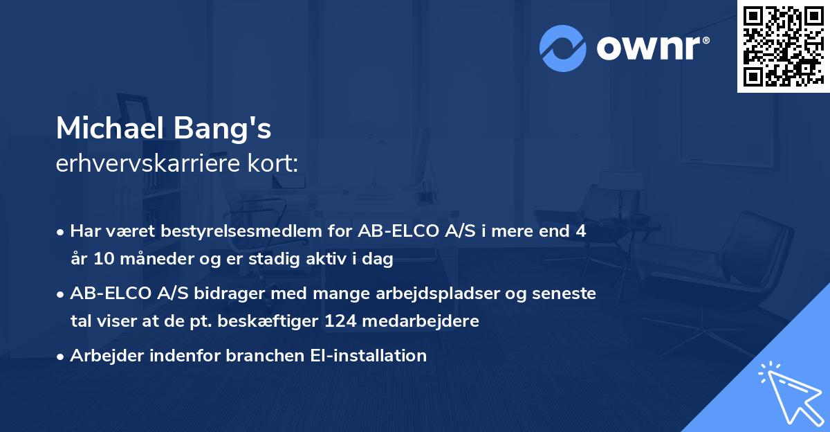 Michael Bang's erhvervskarriere kort