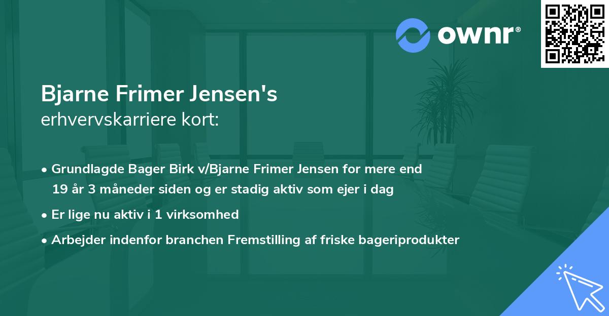 Bjarne Frimer Jensen's erhvervskarriere kort