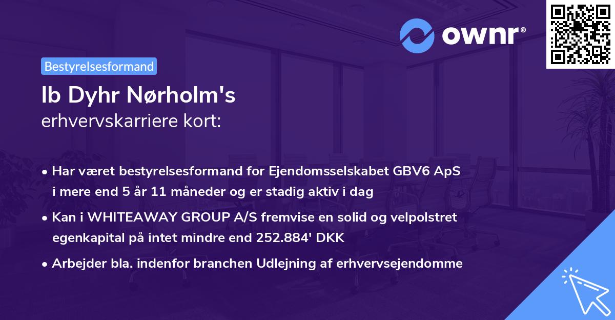 Ib Dyhr Nørholm's erhvervskarriere kort