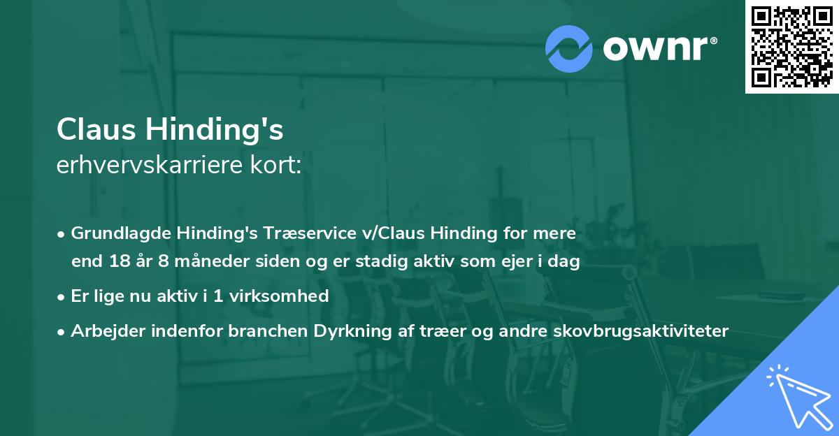 Claus Hinding's erhvervskarriere kort