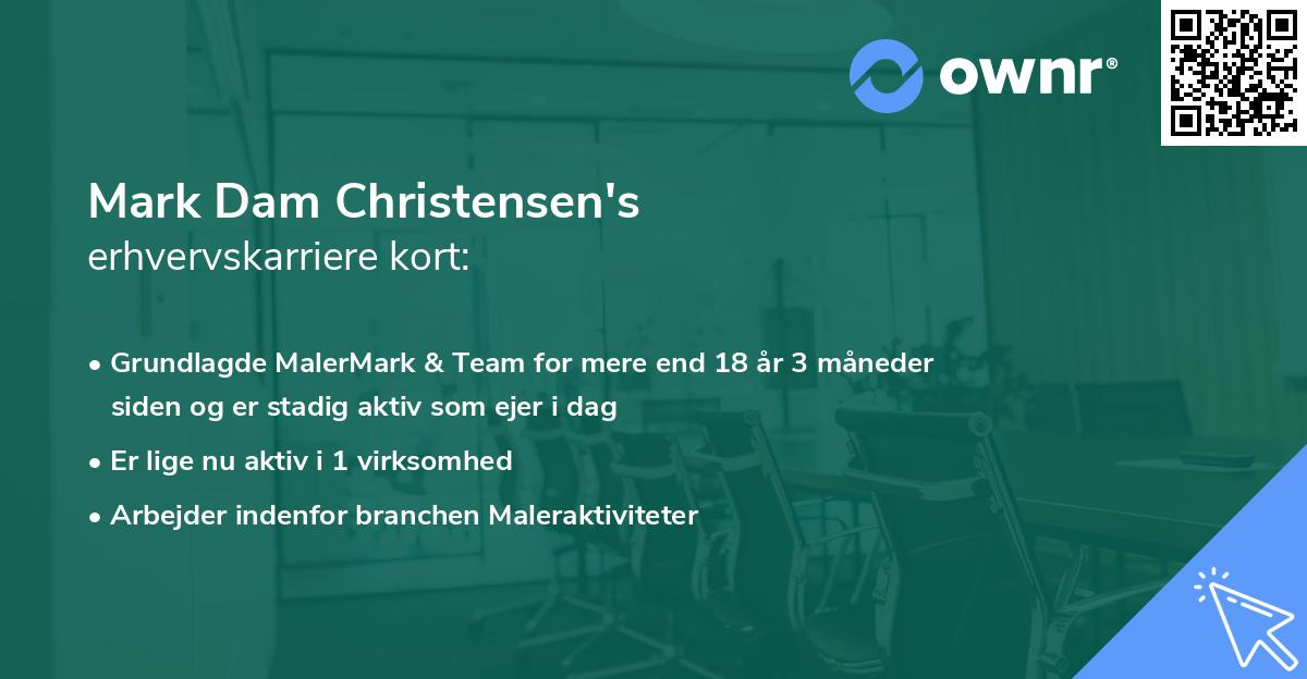 Mark Dam Christensen's erhvervskarriere kort