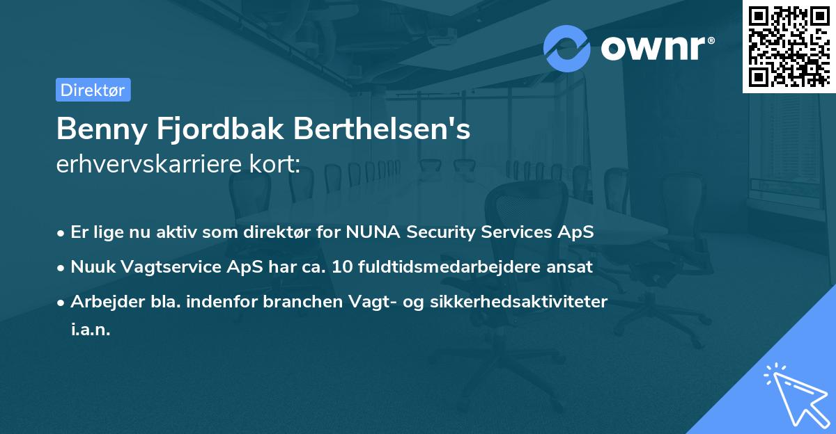 Benny Fjordbak Berthelsen's erhvervskarriere kort