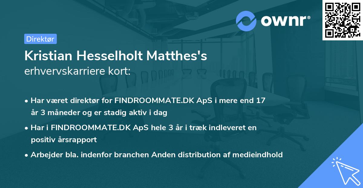 Kristian Hesselholt Matthes's erhvervskarriere kort