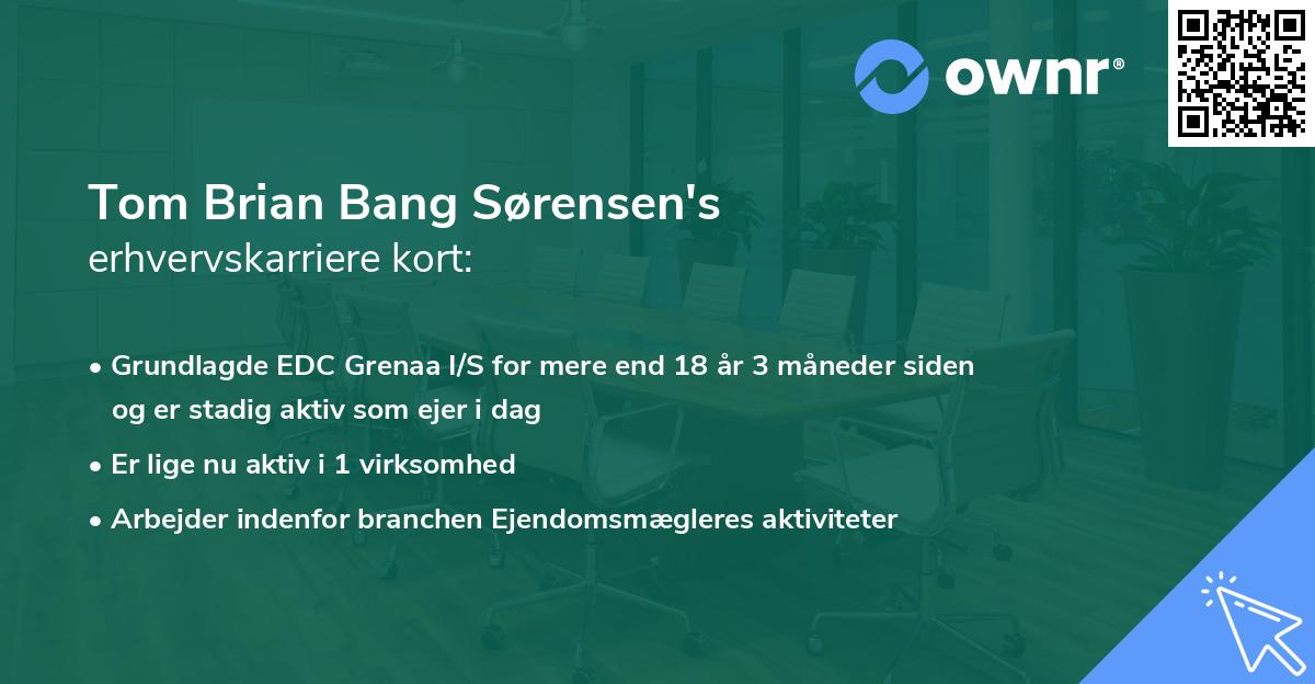 Tom Brian Bang Sørensen's erhvervskarriere kort
