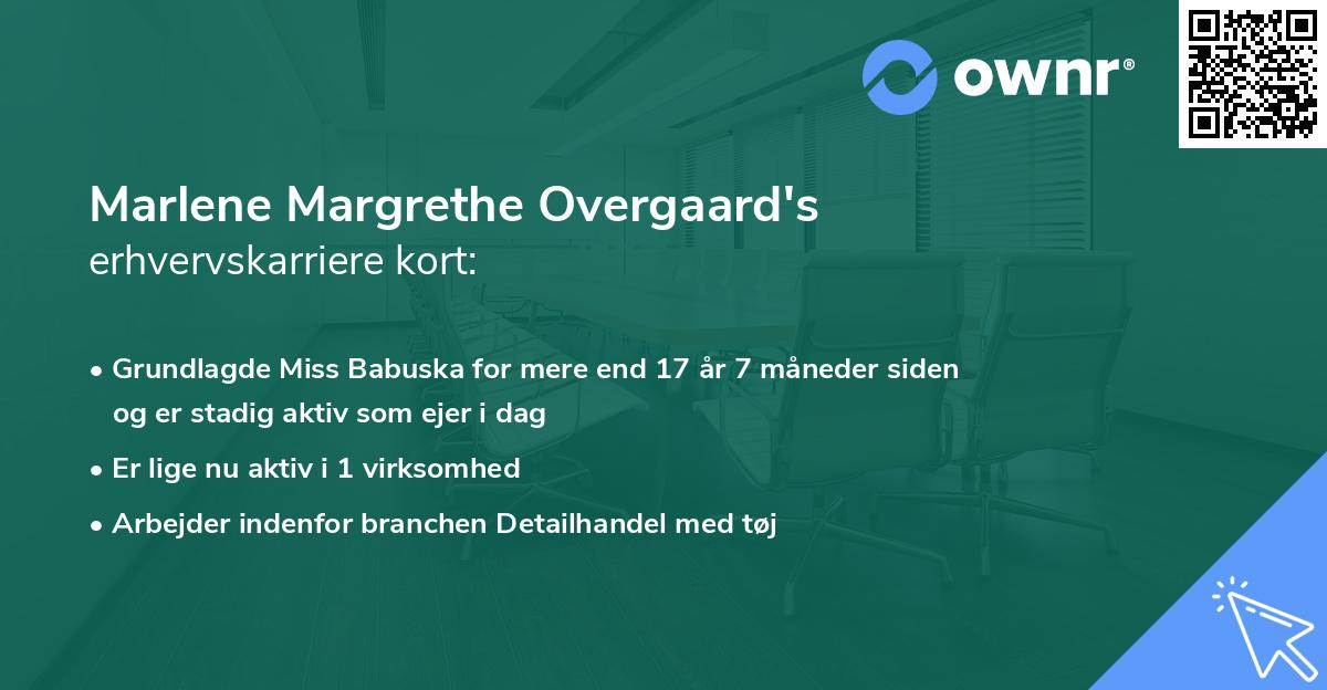 Marlene Margrethe Overgaard's erhvervskarriere kort