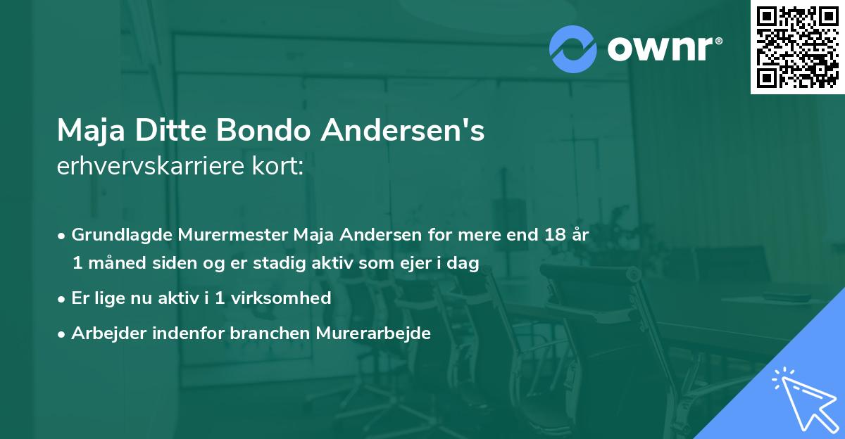 Maja Ditte Bondo Andersen's erhvervskarriere kort