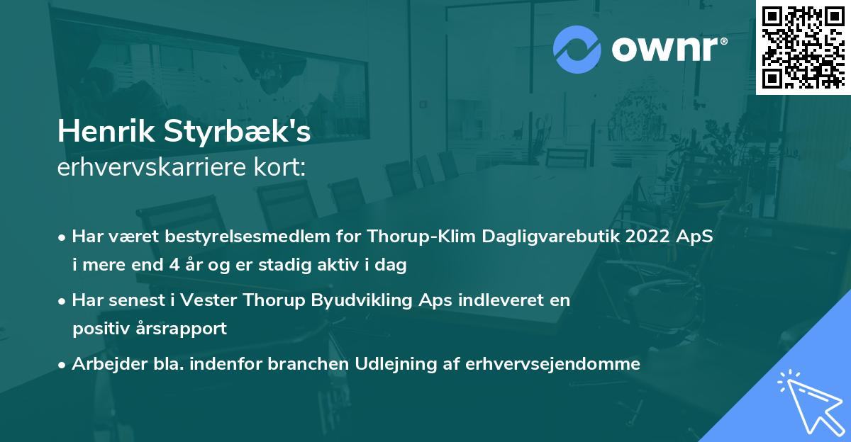 Henrik Styrbæk's erhvervskarriere kort
