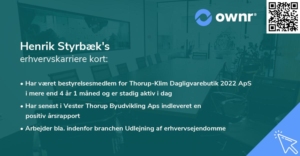 Henrik Styrbæk's erhvervskarriere kort