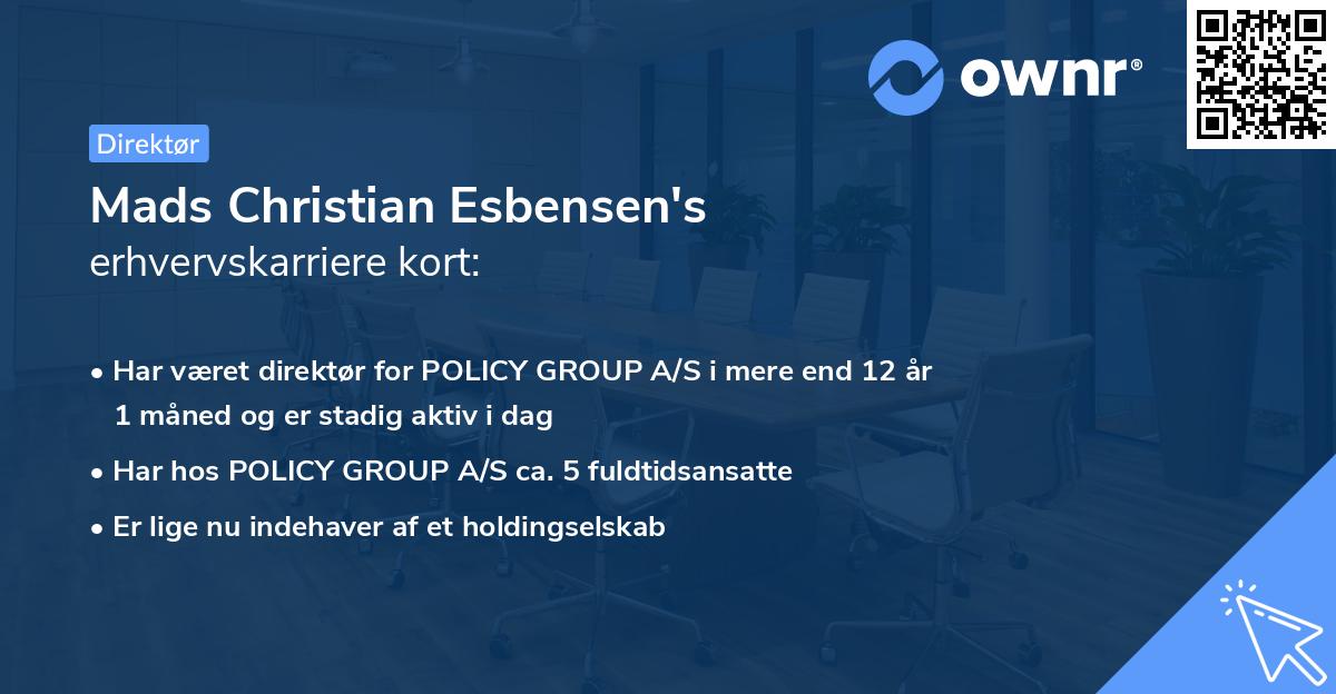 Mads Christian Esbensen's erhvervskarriere kort