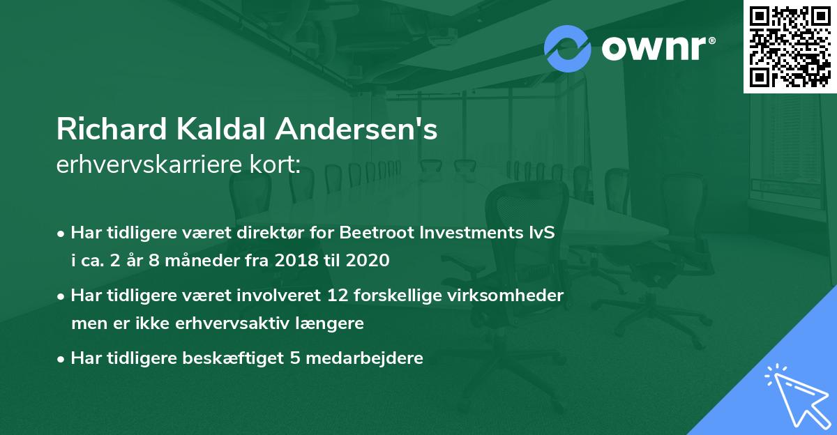 Richard Kaldal Andersen's erhvervskarriere kort