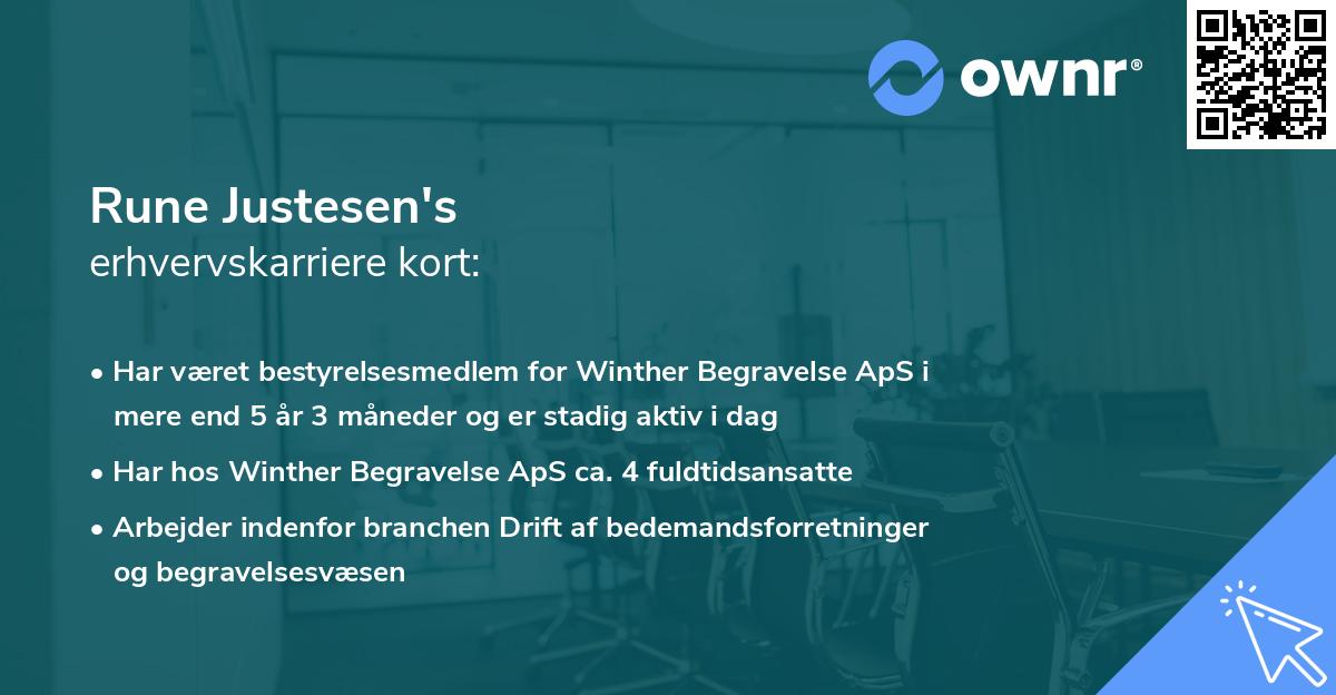Rune Justesen's erhvervskarriere kort