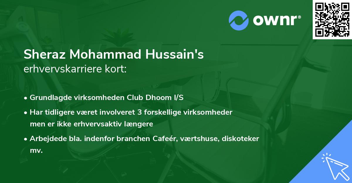 Sheraz Mohammad Hussain's erhvervskarriere kort