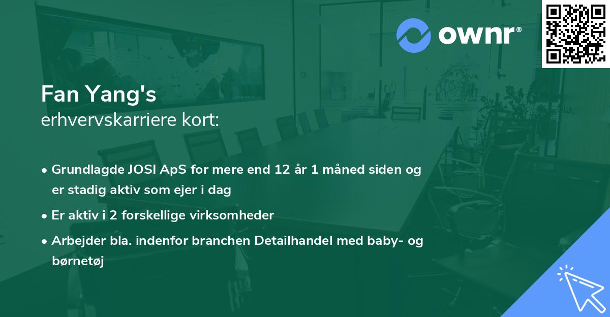 Fan Yang's erhvervskarriere kort