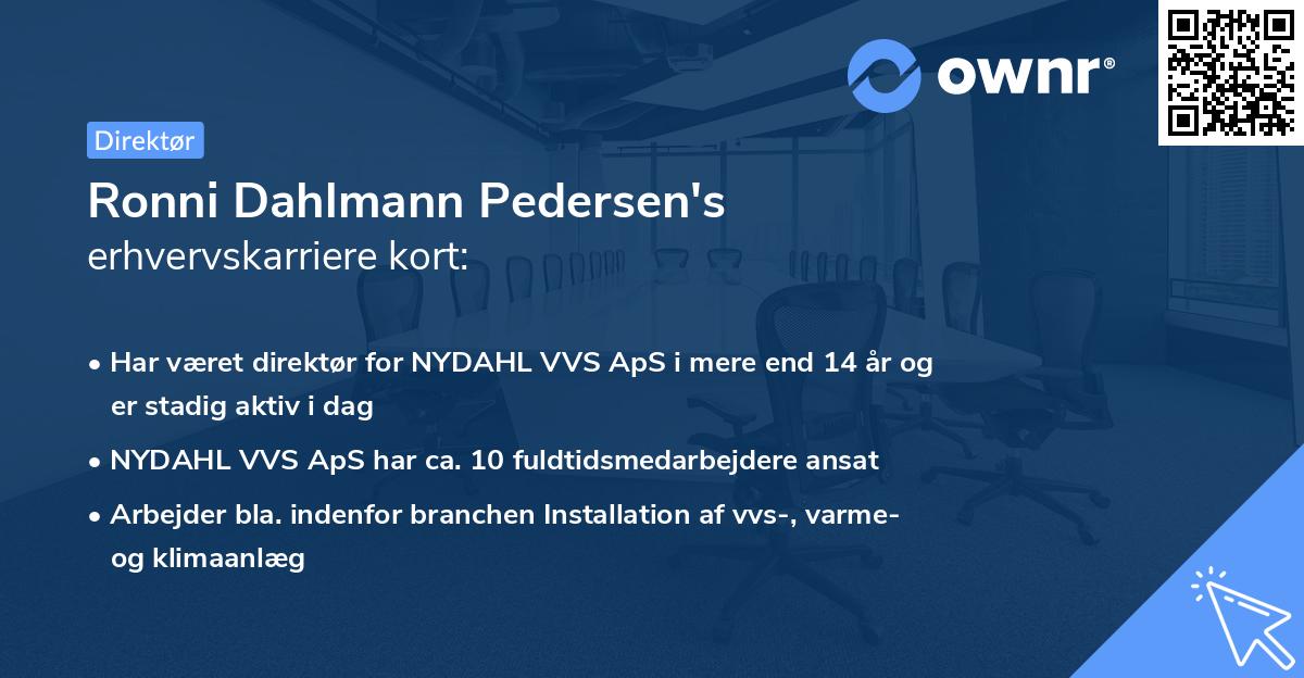 Ronni Dahlmann Pedersen's erhvervskarriere kort