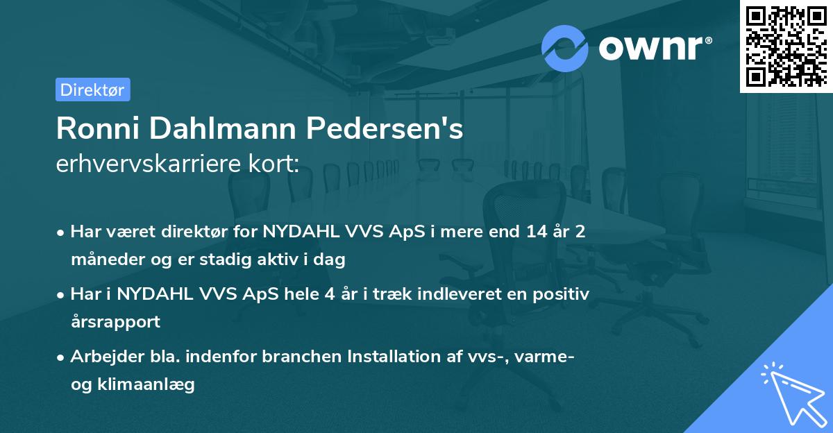 Ronni Dahlmann Pedersen's erhvervskarriere kort