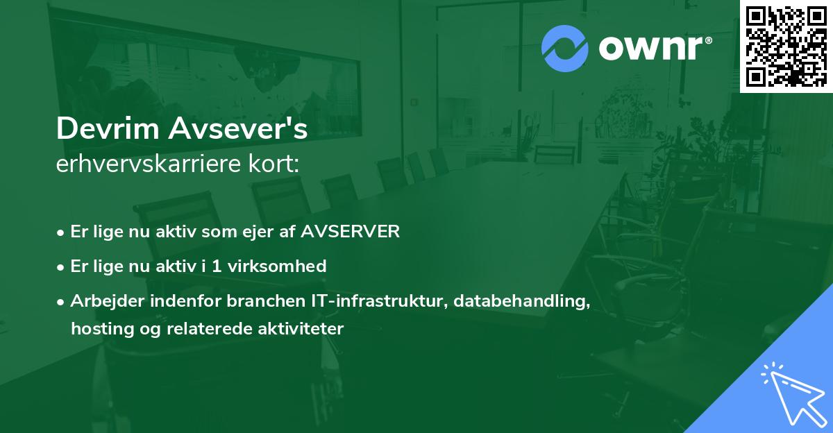 Devrim Avsever's erhvervskarriere kort