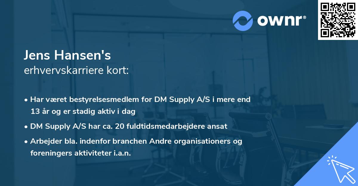 Jens Hansen's erhvervskarriere kort