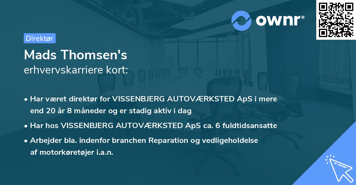 Mads Thomsen's erhvervskarriere kort