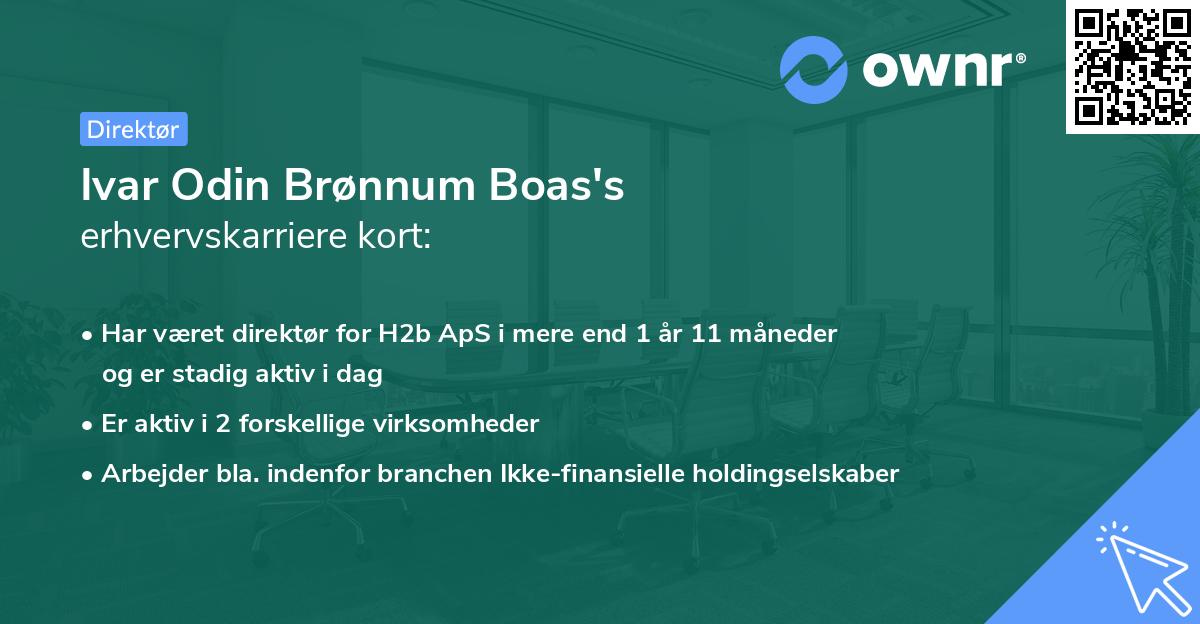 Ivar Odin Brønnum Boas's erhvervskarriere kort
