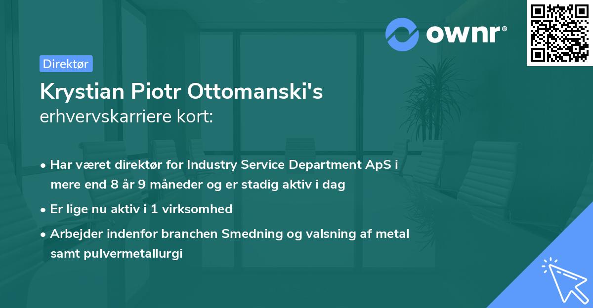 Krystian Piotr Ottomanski's erhvervskarriere kort