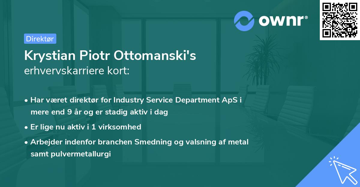 Krystian Piotr Ottomanski's erhvervskarriere kort