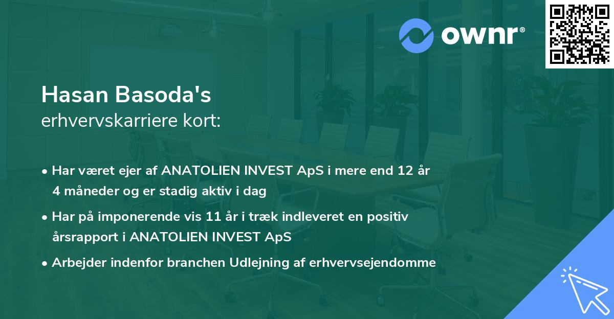 Hasan Basoda's erhvervskarriere kort