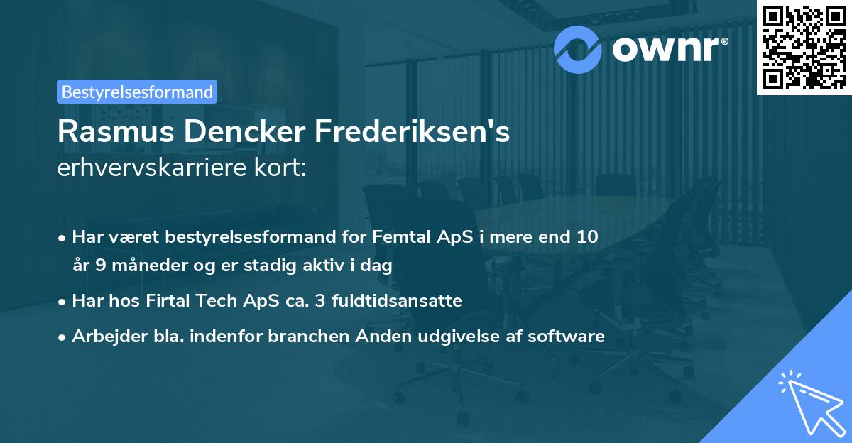 Rasmus Dencker Frederiksen's erhvervskarriere kort