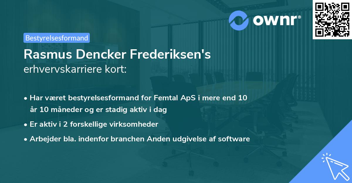 Rasmus Dencker Frederiksen's erhvervskarriere kort