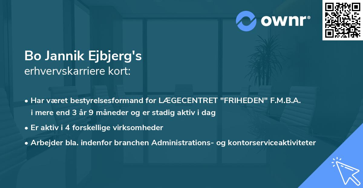 Bo Jannik Ejbjerg's erhvervskarriere kort