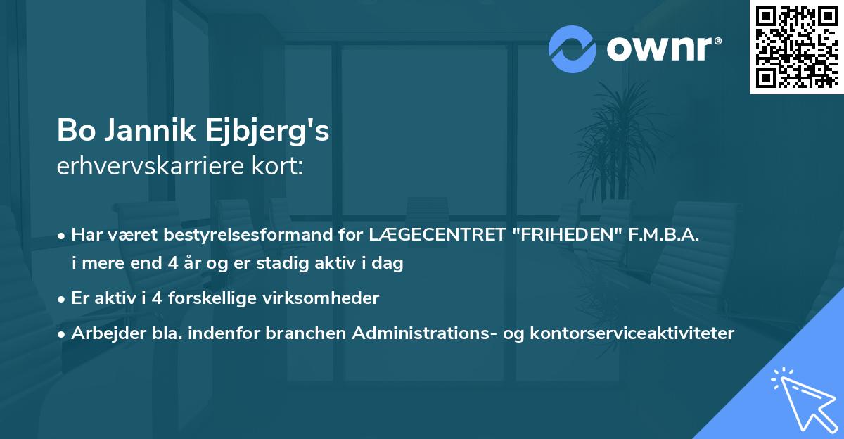 Bo Jannik Ejbjerg's erhvervskarriere kort