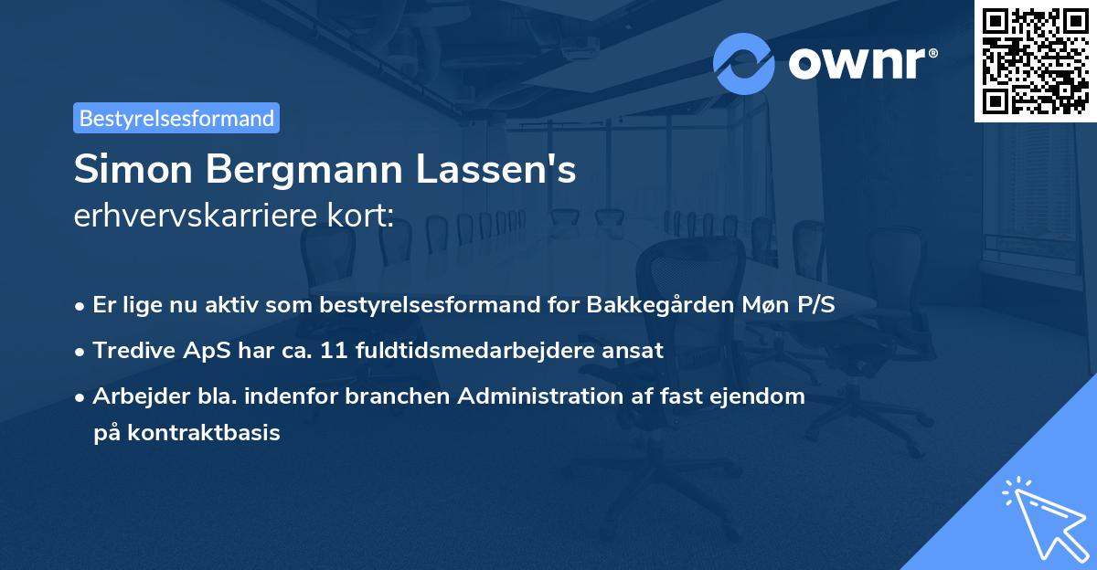 Simon Bergmann Lassen's erhvervskarriere kort