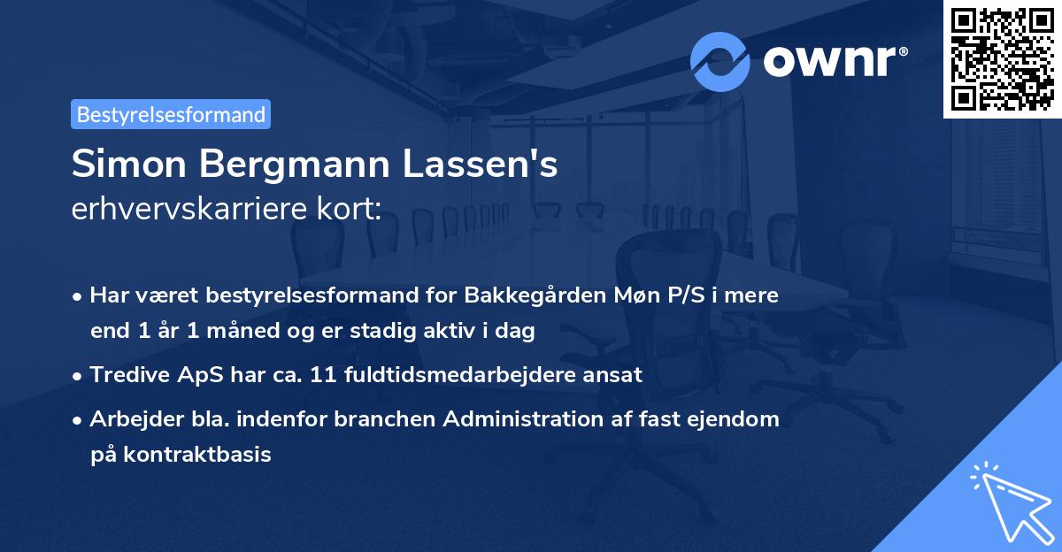Simon Bergmann Lassen's erhvervskarriere kort