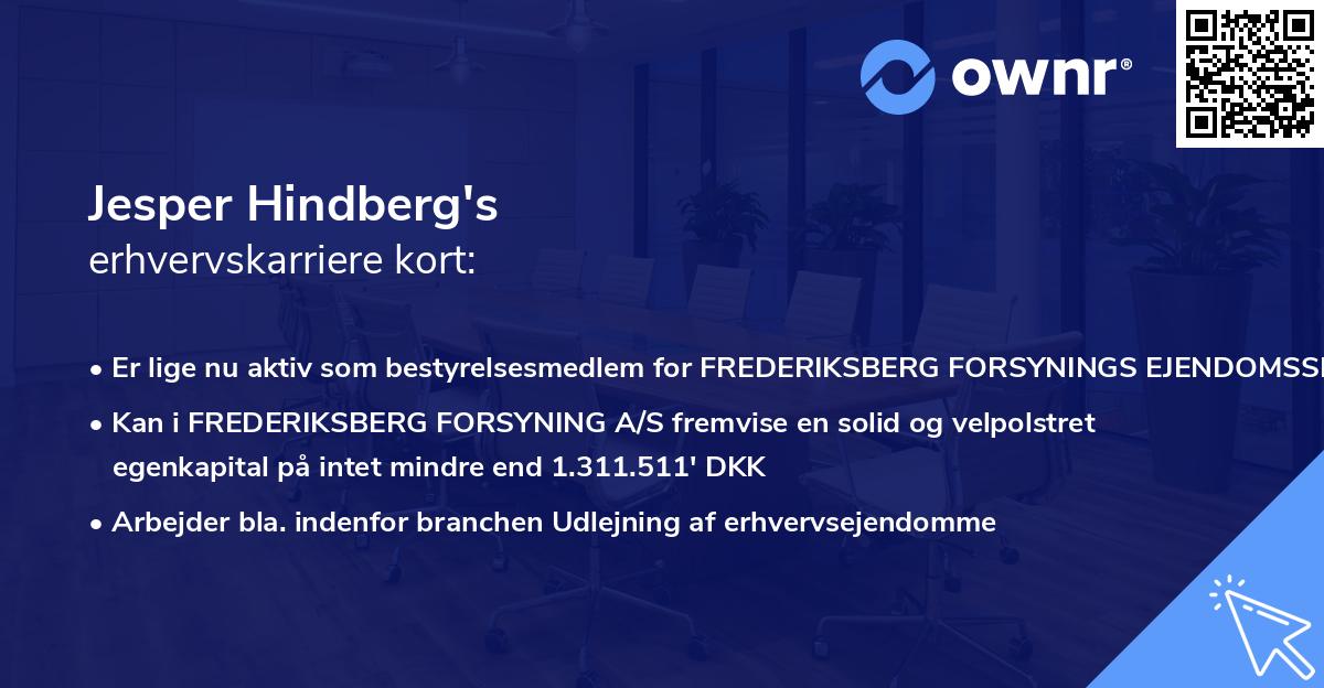 Jesper Hindberg's erhvervskarriere kort