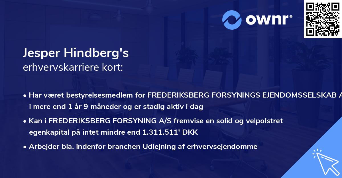 Jesper Hindberg's erhvervskarriere kort