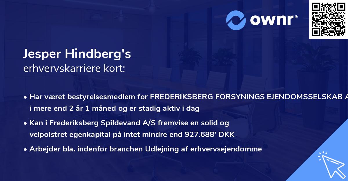 Jesper Hindberg's erhvervskarriere kort